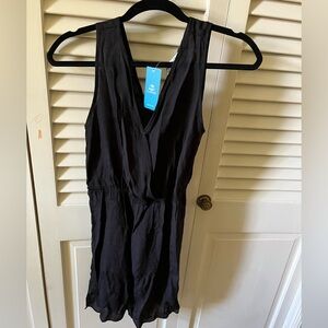 NWT CupShe Black Linen Sleeveless V-Neck Coverup Dress